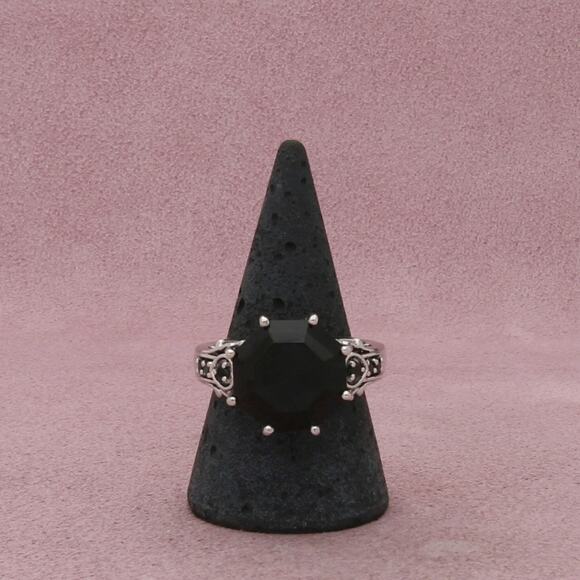 chuck clemency sterling silver black tourmaline ring size 10 - Picture 1 of 3